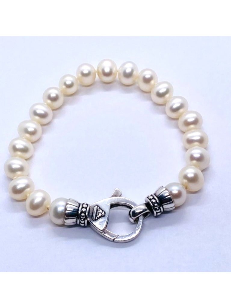 Lagos Luna Pearl Strand Sterling Silver 925 Bracelet 775 475$